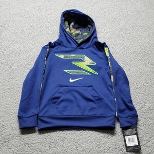 Nike Kids Electric Blue Hoodie with Neon Green Accents Size XS